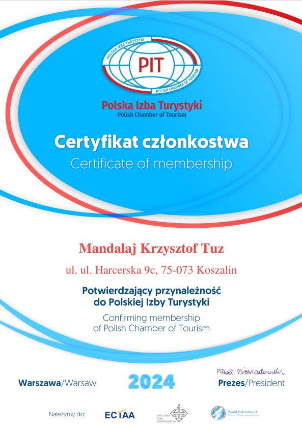 Mandalaj - Polska Izba Turystyki - certyfikat 2024